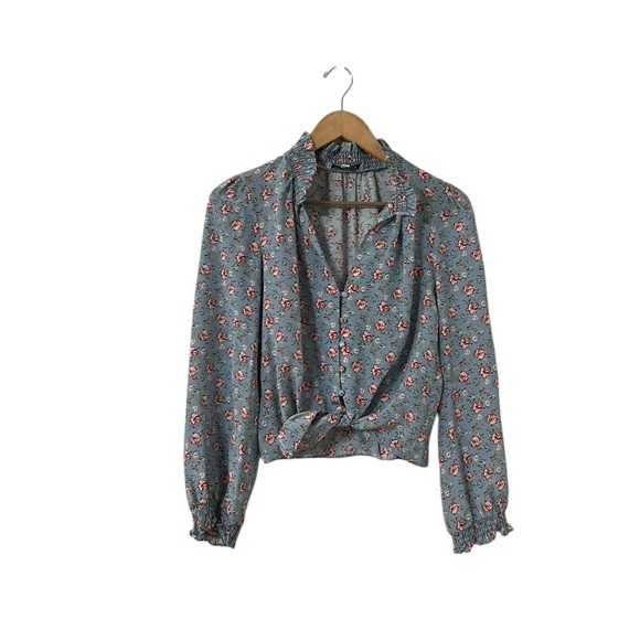 INTERMIX Alana Tie Waist Silk Floral Button Down Blouse Top - Picture 4 of 9